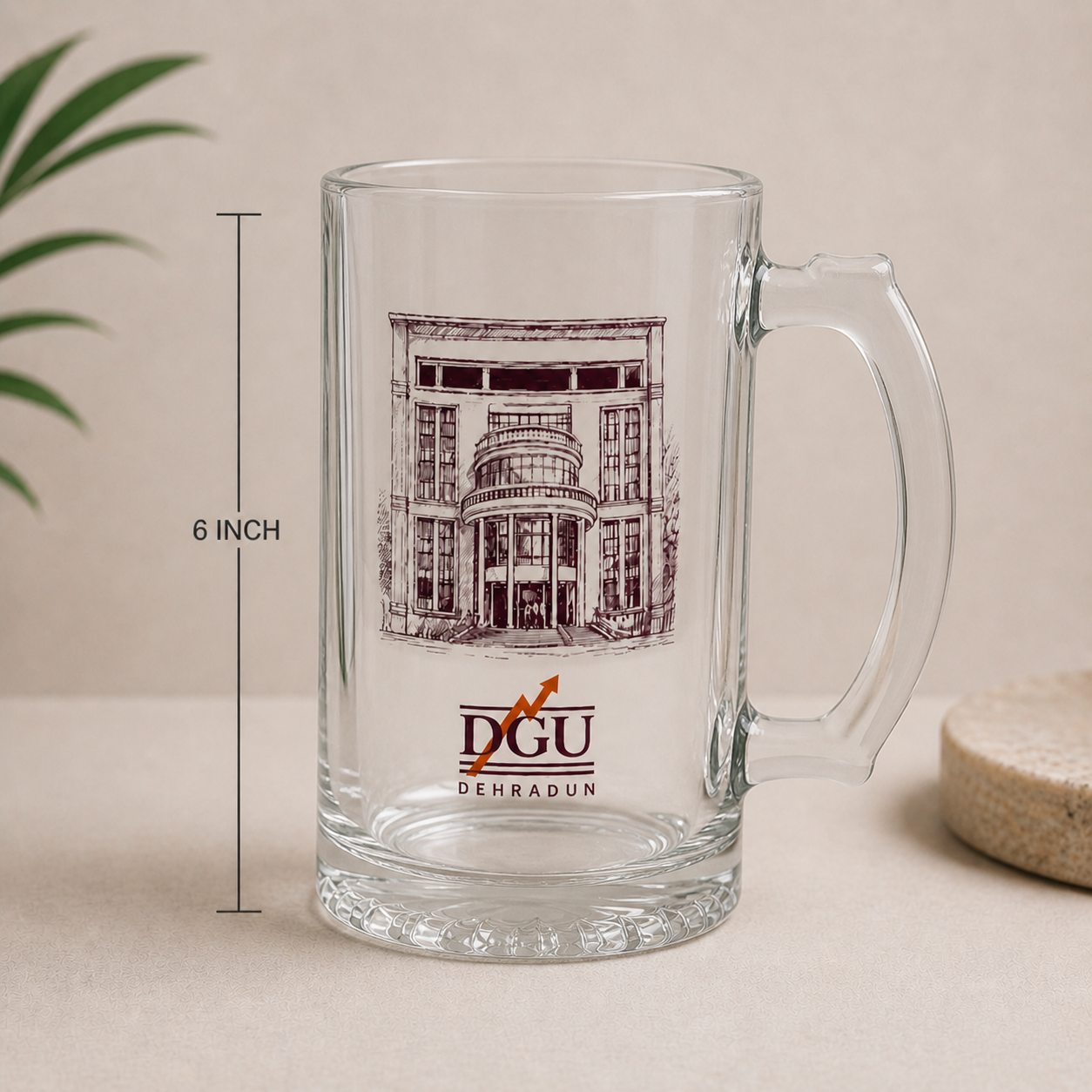 DGU Clear Glass Beer Mug – 500ml Premium Campus Edition