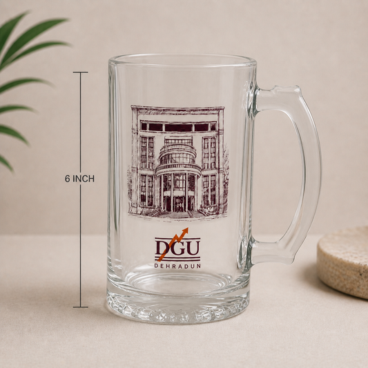 DGU Clear Glass Beer Mug – 500ml Premium Campus Edition
