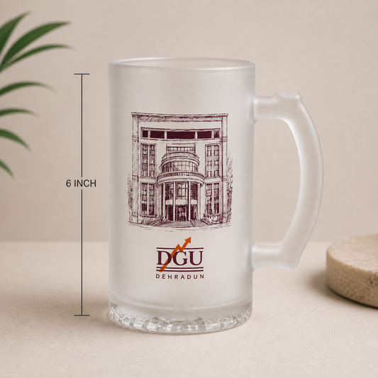 DGU Frosted Glass Beer Mug – 500ml Premium Campus Edition