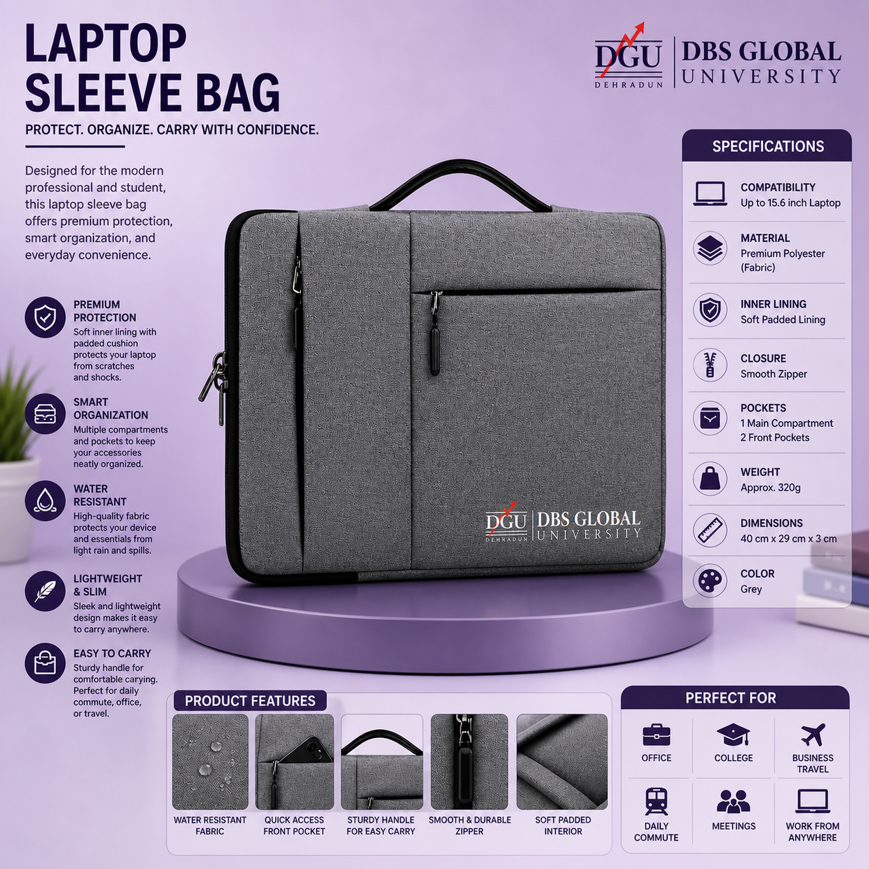 DGU Laptop Sleeve Bag – Premium Protective Carry Case (Up to 15.6”)